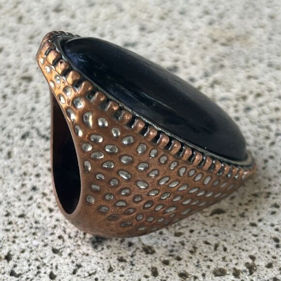 Black Onyx Cocktail Ring - size 8-1/2 - Picture 8 of 9